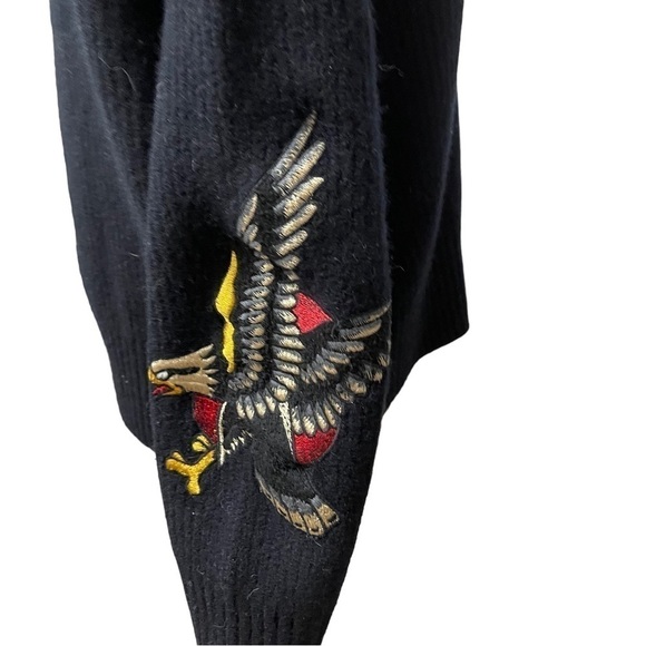 Mo & Co Wool Rose and Eagle Sweater Embroidered Size Medium Boutique Company - Picture 4 of 13